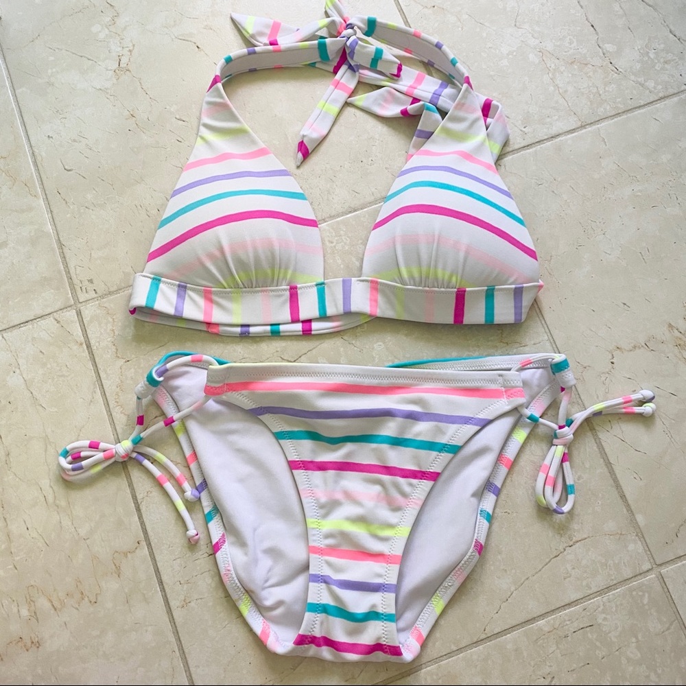 VICTORIA’S SECRET BIKINI White multi color stripes